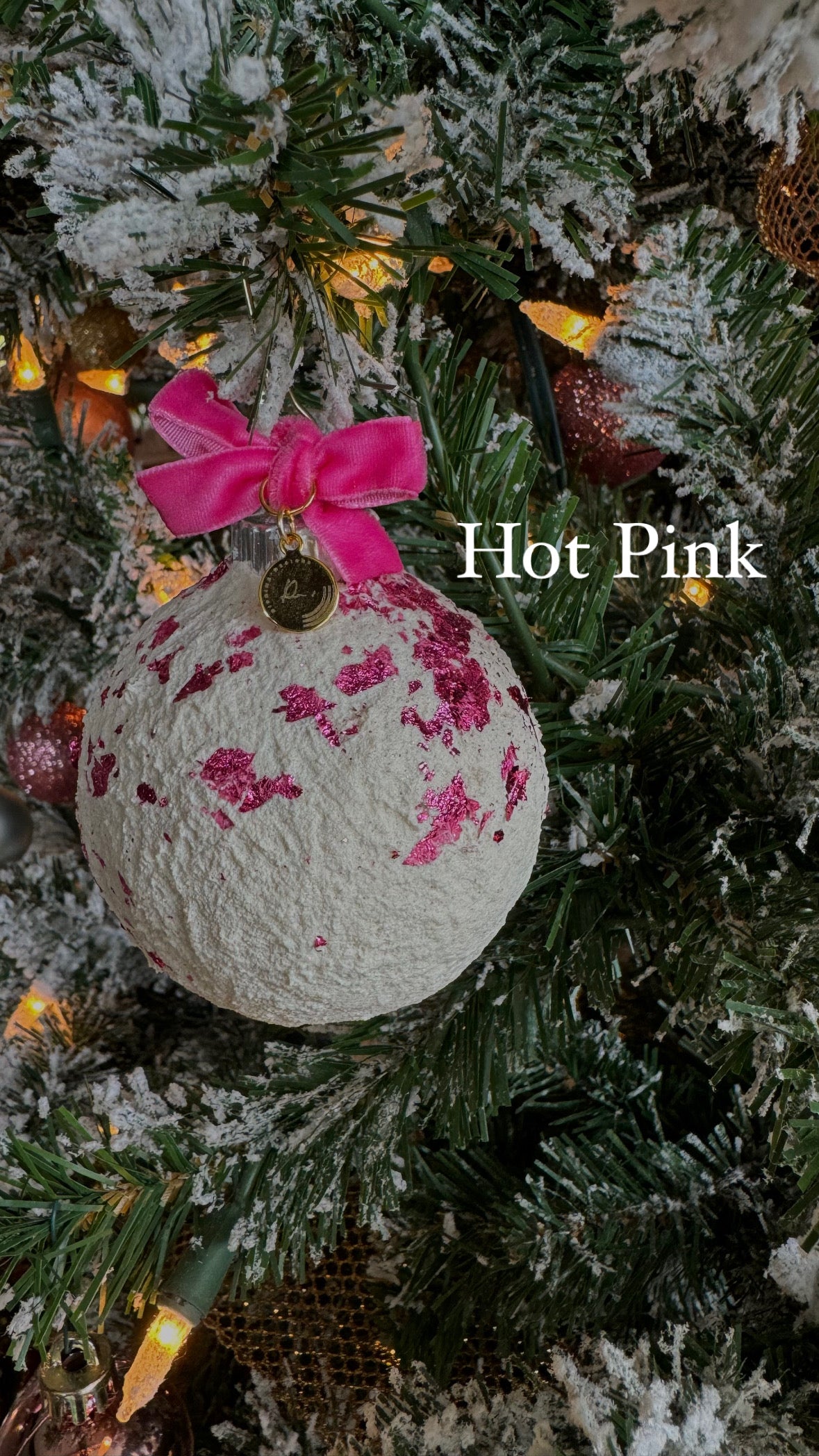 Pink textured Holiday ornaments