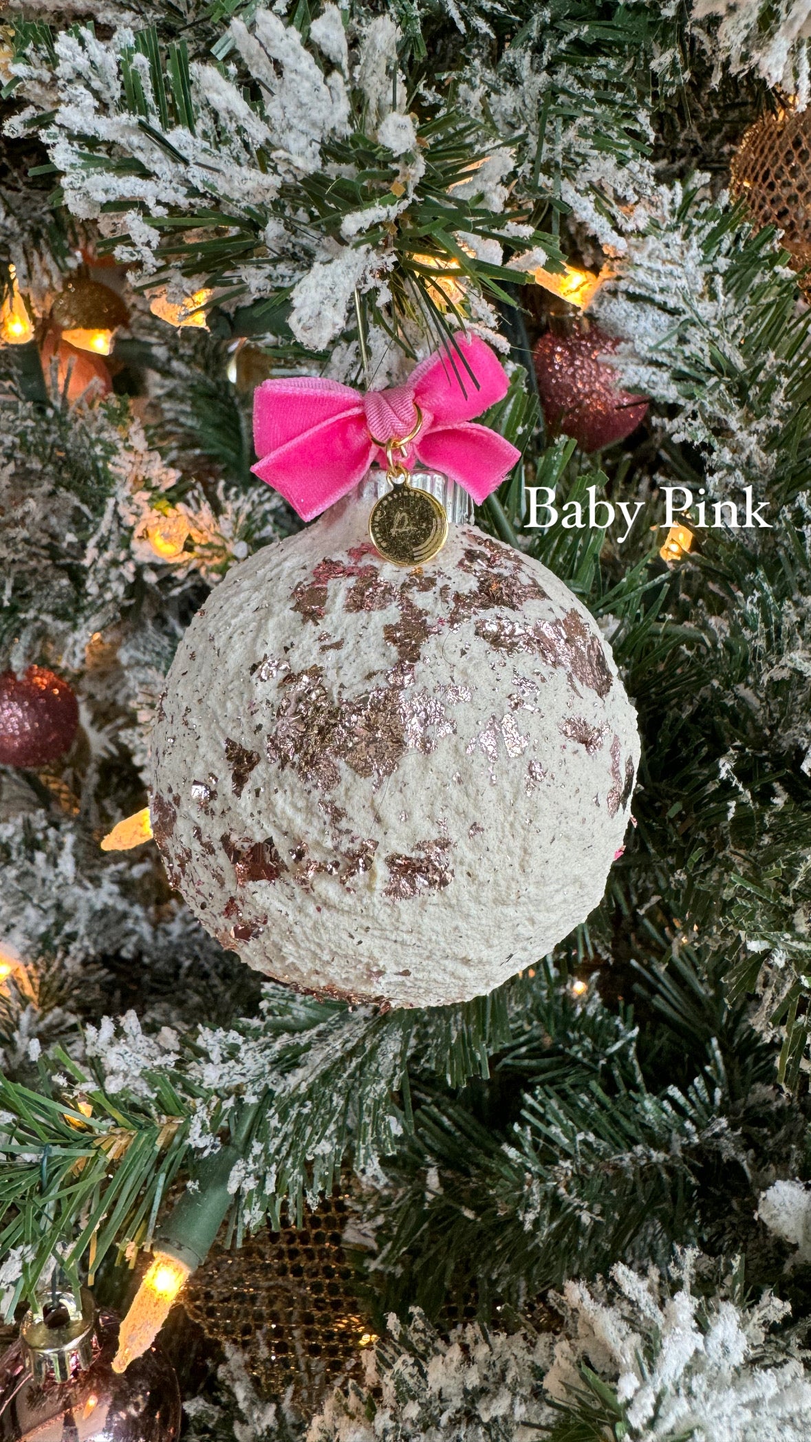 Pink textured Holiday ornaments