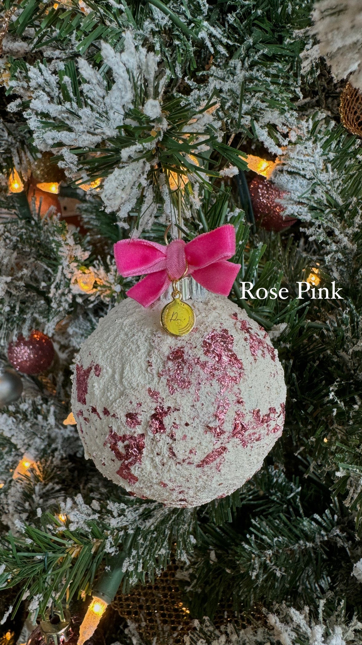 Pink textured Holiday ornaments